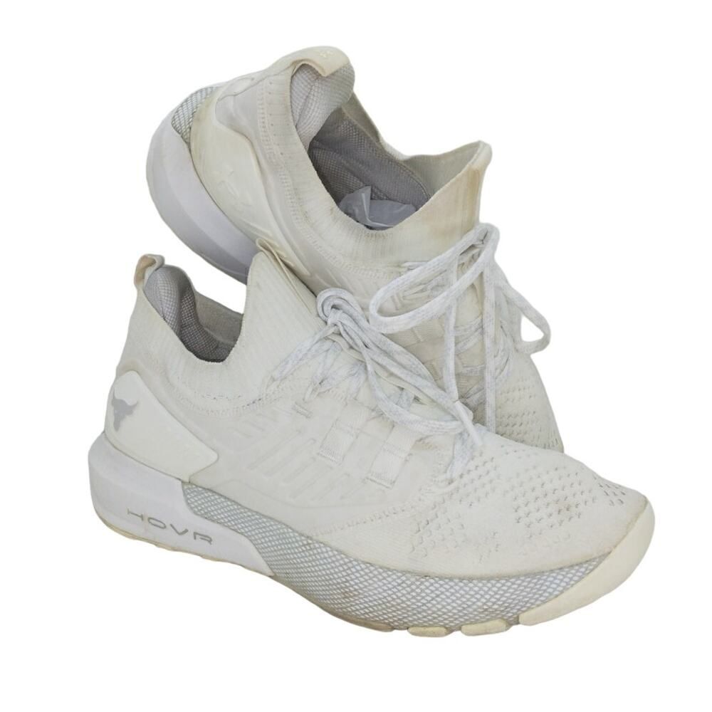 Under Armour HOVR Project Rock 3 Mens Pre-owned White Athletic Sneakers - sz. 8